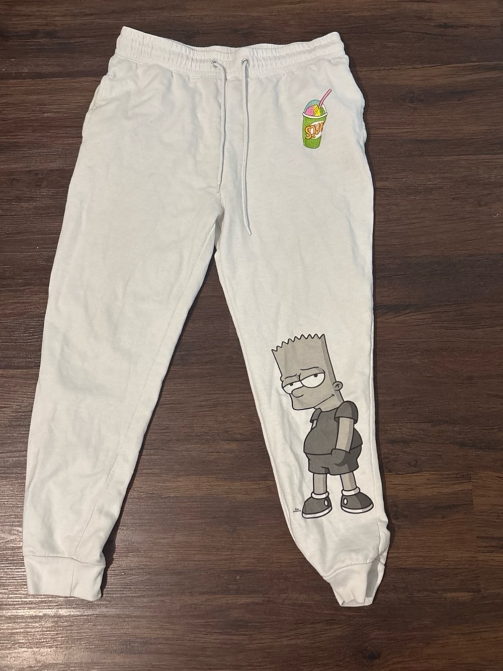 White Graphic Bart Simpson Jogger Sweatpants